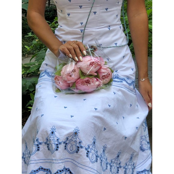 Clear Vinyl Bucket Bag | Crossbody Shiny Cord Stadium Bag - Picture 3 of 7